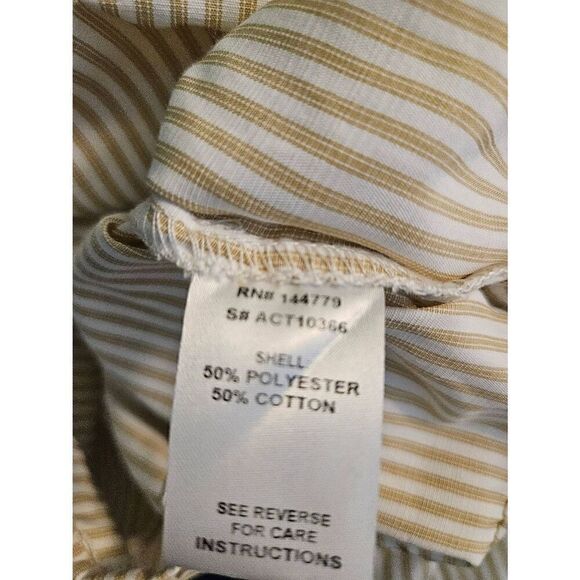 ACOA white and tan striped long sleeved button down crop top with tie waist. Siz - Picture 5 of 5